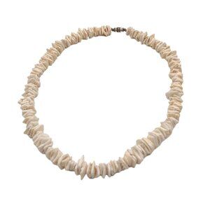 Ivory Puka Shell Necklace 17” Princess Heishi Surfer Beach Boho Coastal Hawaii
